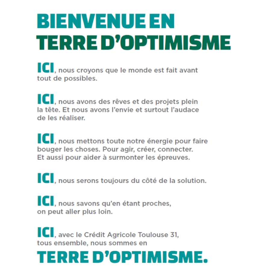BIENVENUE EN TERRE D'OPTIMISME