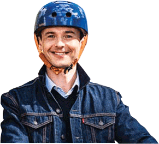 Alphonse sur sa trottinette